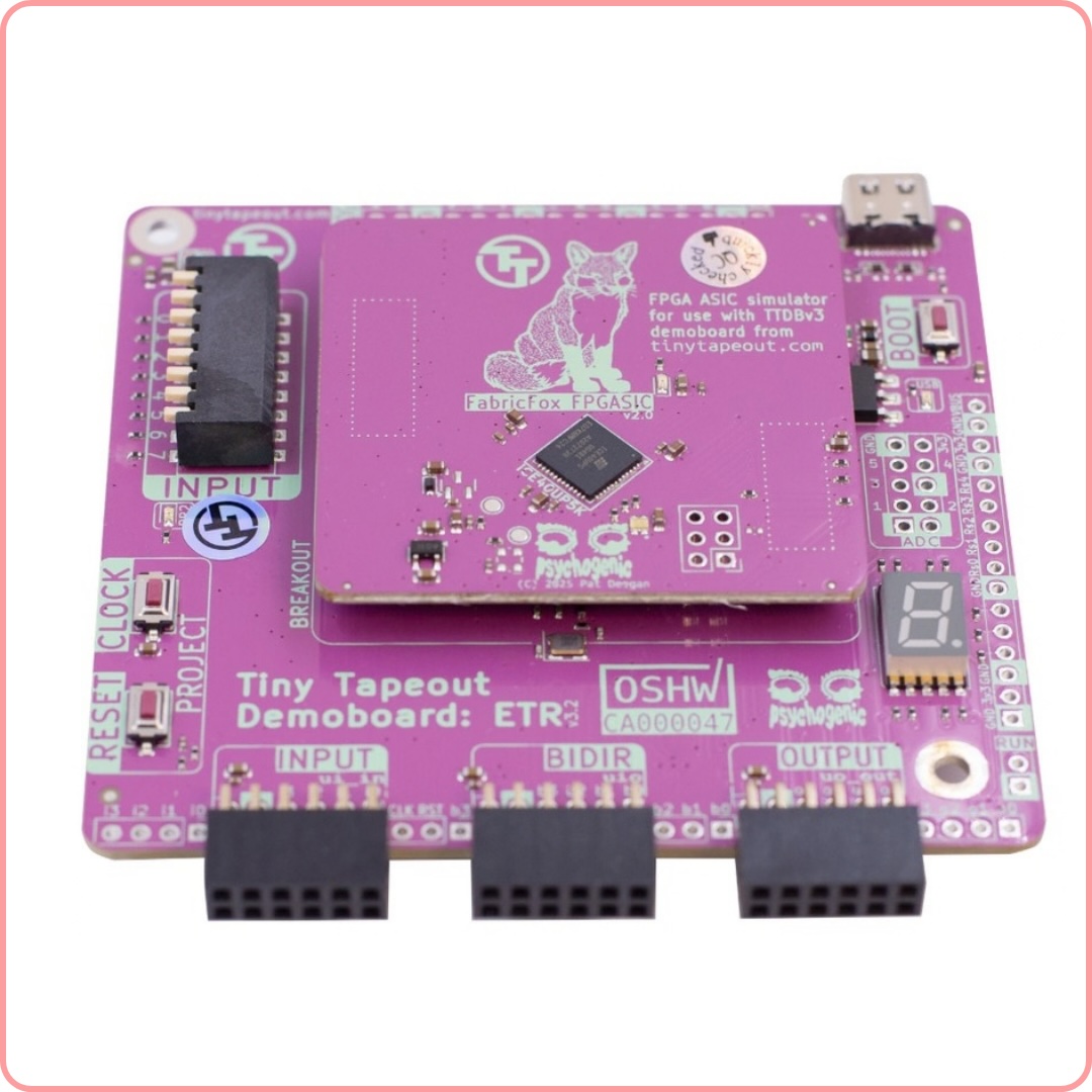 Tiny Tapeout ETR demoboard with an FPGA breakout (Lattice UP5K) on top